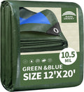 RAINDEWAY 12x20 Feet Tarps Heavy Duty Waterproof 10.5 Mil Outdoor Poly Tarp