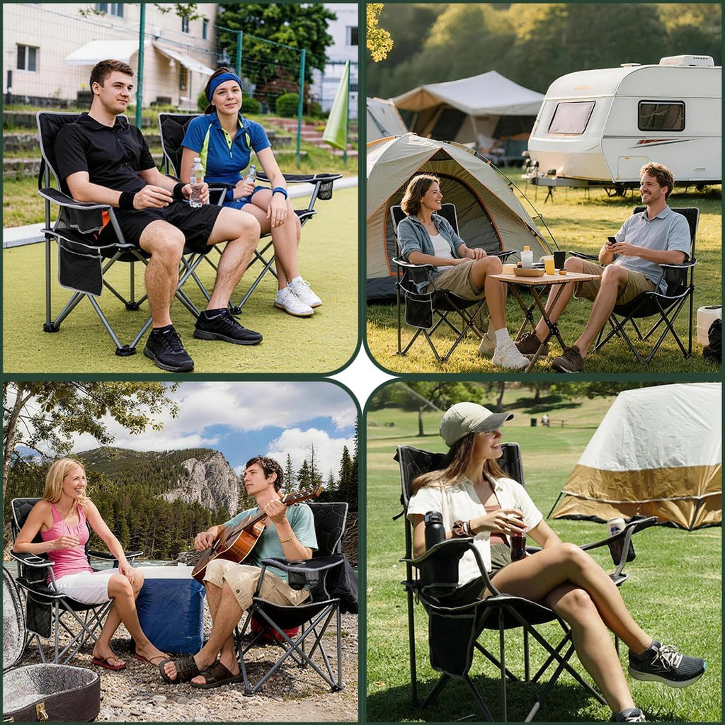 SUNNYFEEL Oversized Camping Chair for Adults, Heavy Duty 500LBS Black