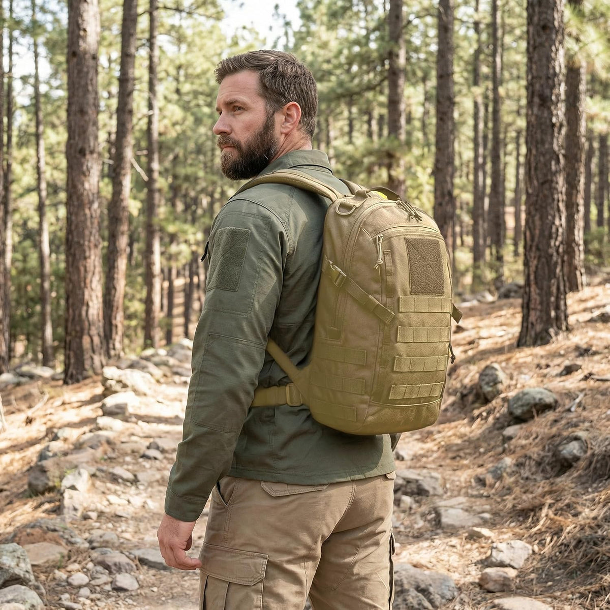 Small Tactical Hiking Backpack, 12L MOLLE Bookbag Daypack for Travel