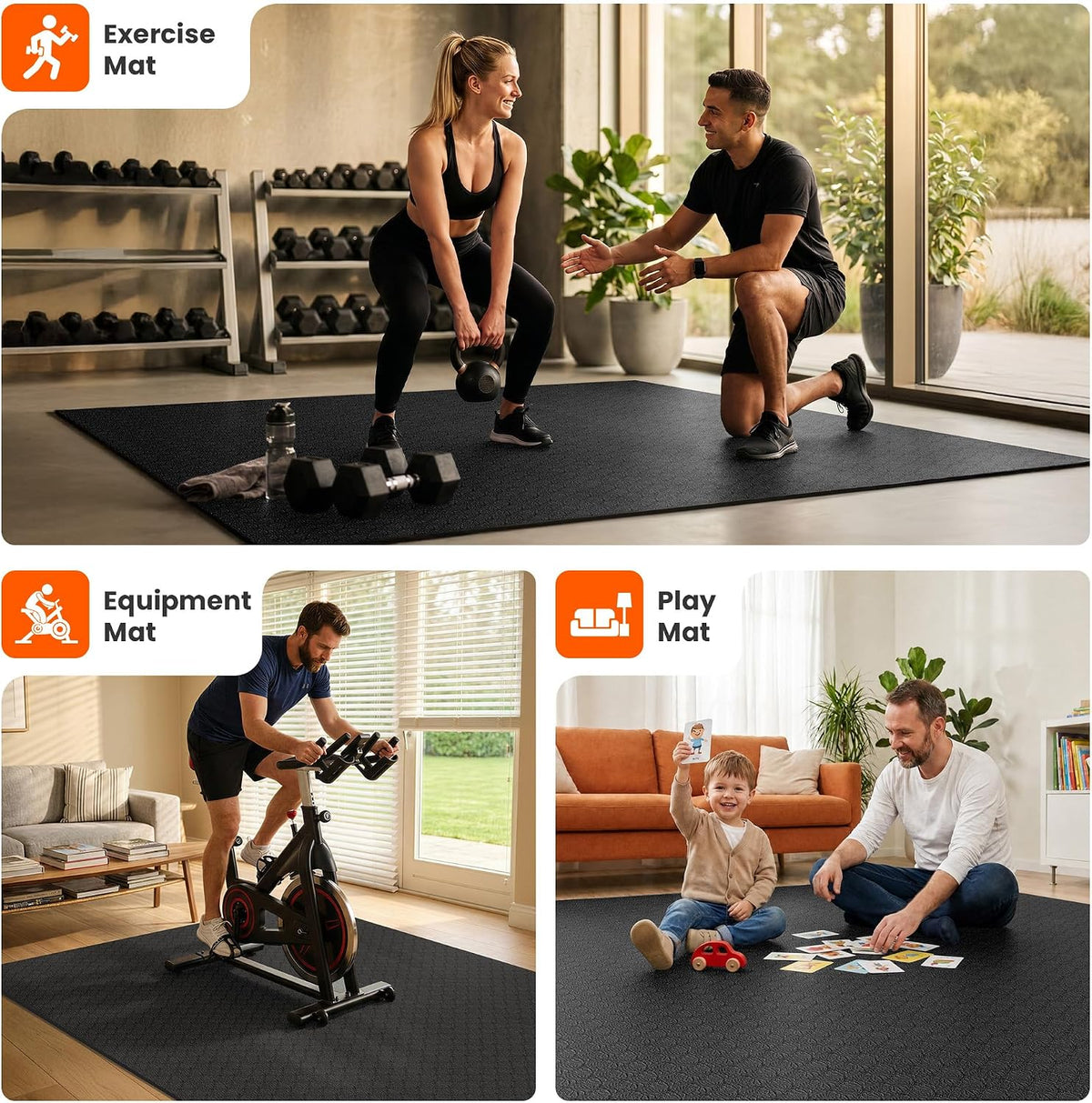 Stepwaver Large Exercise Mat for Home Workout, 6x4/7x5/8x5/9x5/10x5 FT