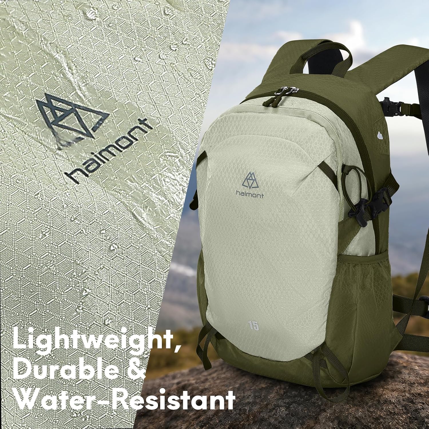 Haimont 15L Lightweight Hiking Daypack, Green
