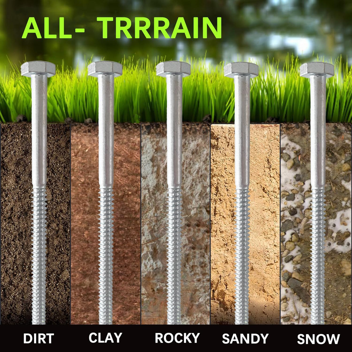 12 PCS 3/8 x 12 in Ground Anchors, Heavy Duty Tent Stakes Kit.