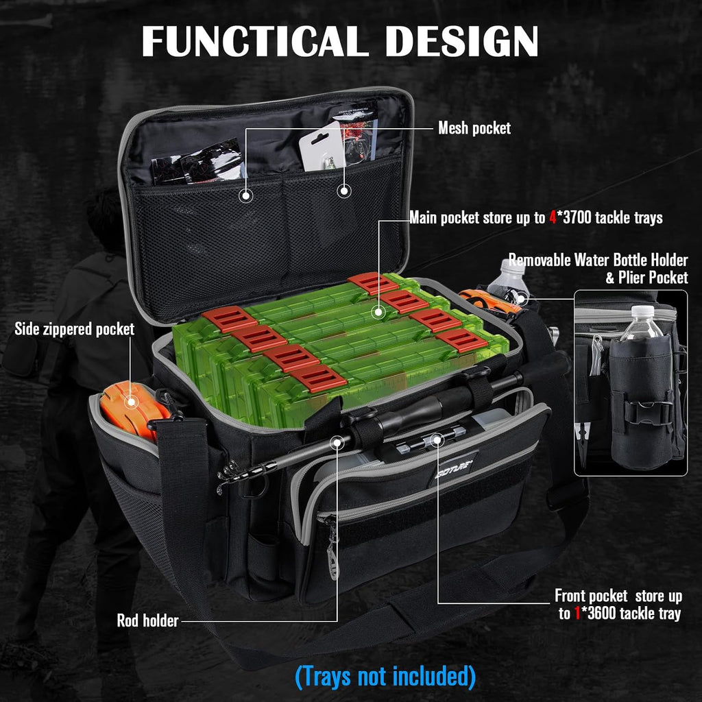 Goture Fishing Tackle Bag with 4PCS 3600 Tackle Boxes
