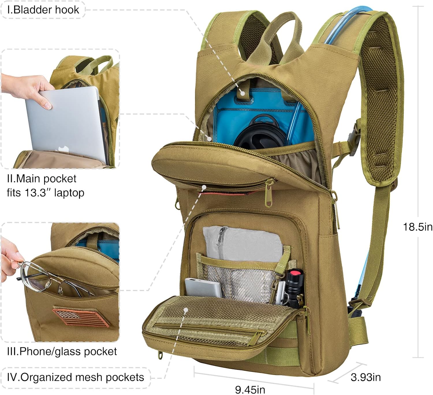 NOOLA Hydration Backpack, Tactical Water Backpack with 3L TPU Water Bladder