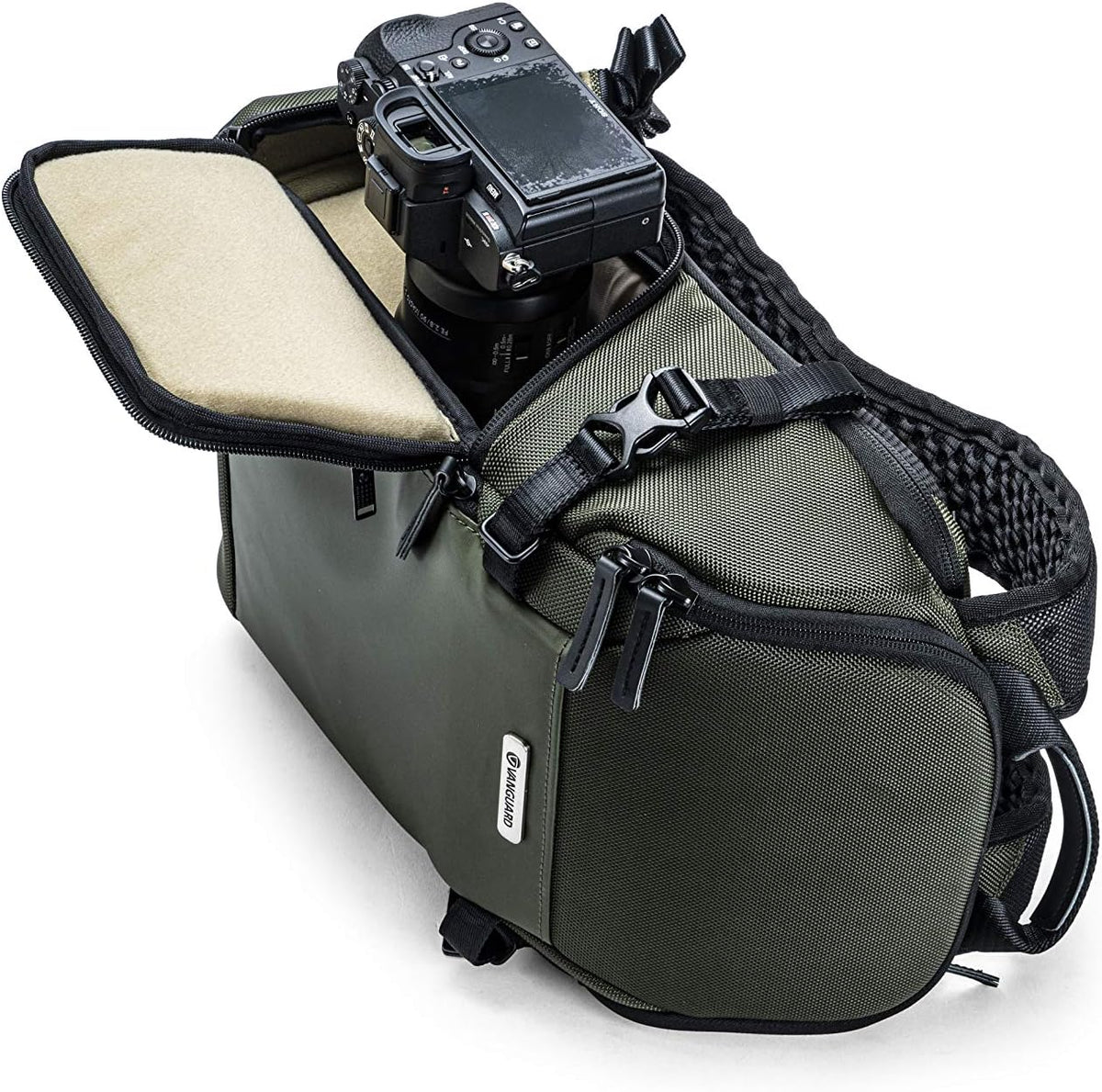 VANGUARD VEO Select 37BRM Camera Backpack - Green, Rear Access, Multi-Access, 9.7" Tablet Storage, Tripod Carry