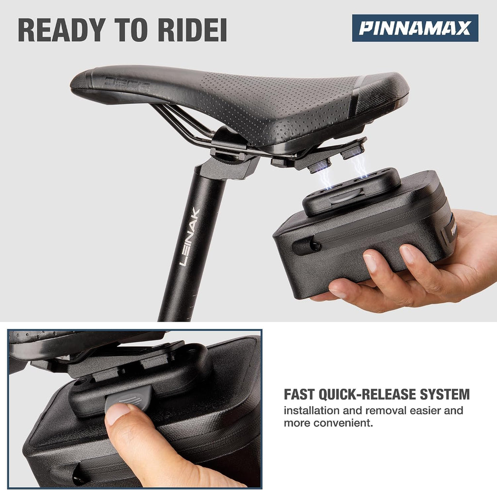 Bike Saddle Bag - Magnetic Quick Release Bicycle Seat Bag - Under Seat Storage Pack for Road, Gravel & Mountain Bikes