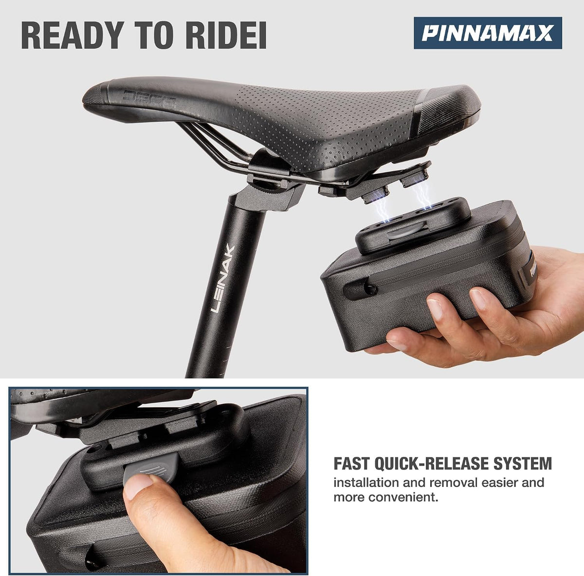 Bike Saddle Bag - Magnetic Quick Release Bicycle Seat Bag - Under Seat Storage Pack for Road, Gravel & Mountain Bikes