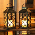 Homemory 2 Pack 13'' Copper Solar Lanterns, Flickering Flame Hanging Lights