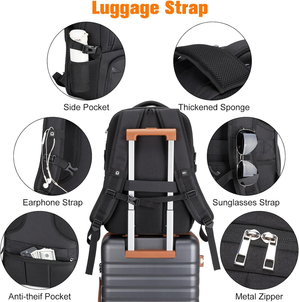 Insulated Lunch Backpack Fit 17" Laptop with Cooler Compartment