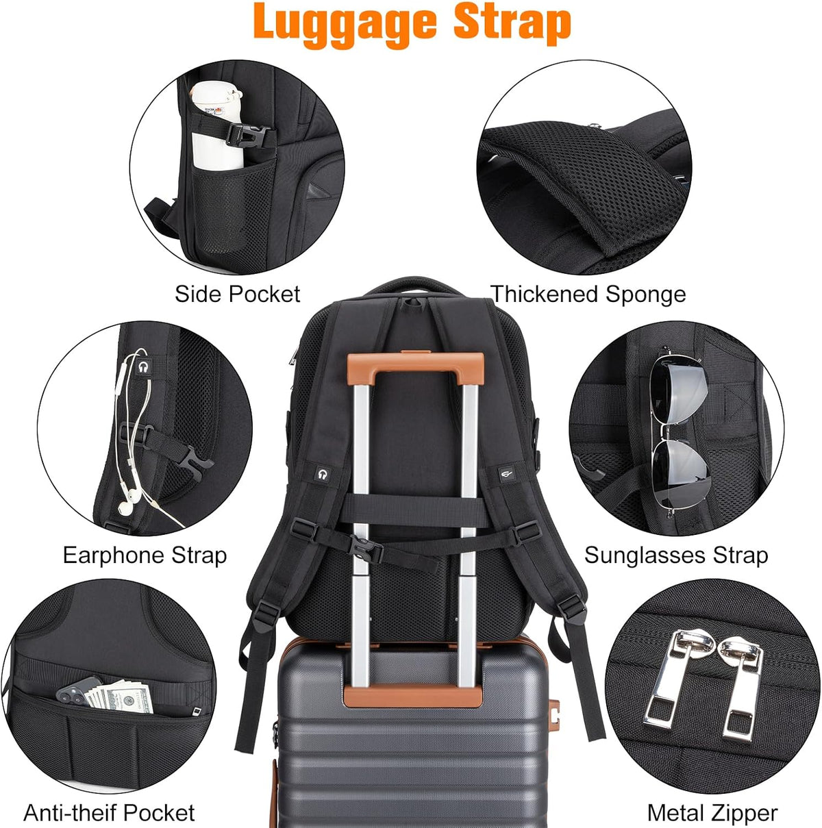 Insulated Lunch Backpack Fit 17" Laptop with Cooler Compartment