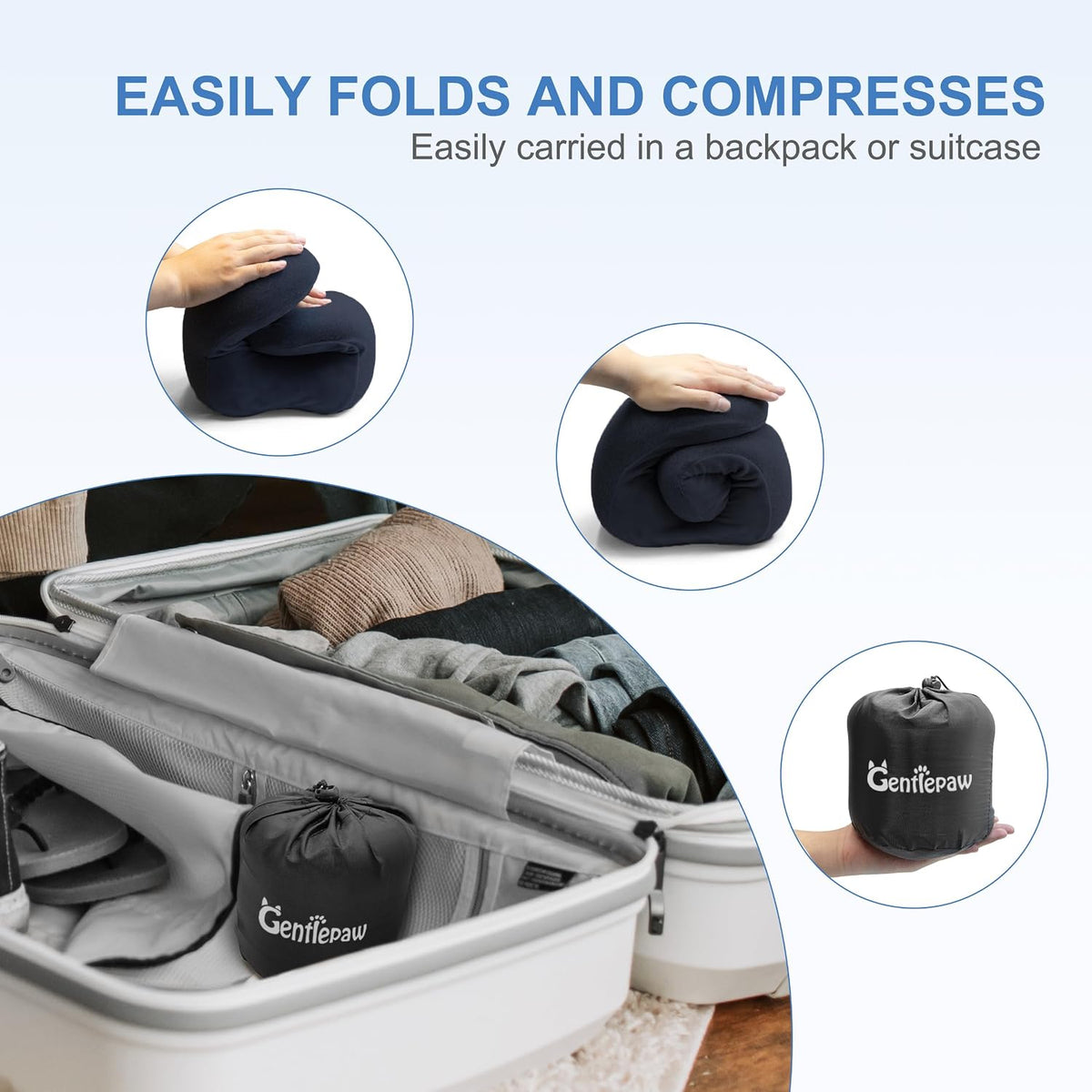 Travel Pillow - Memory Foam Cervical Neck Pillow for Adults, Kids, Children, Convenient & Portable U Shaped Pillows, Airplane Pillow for Home, Office, Camping, Travelling, Sleeping (Blue)