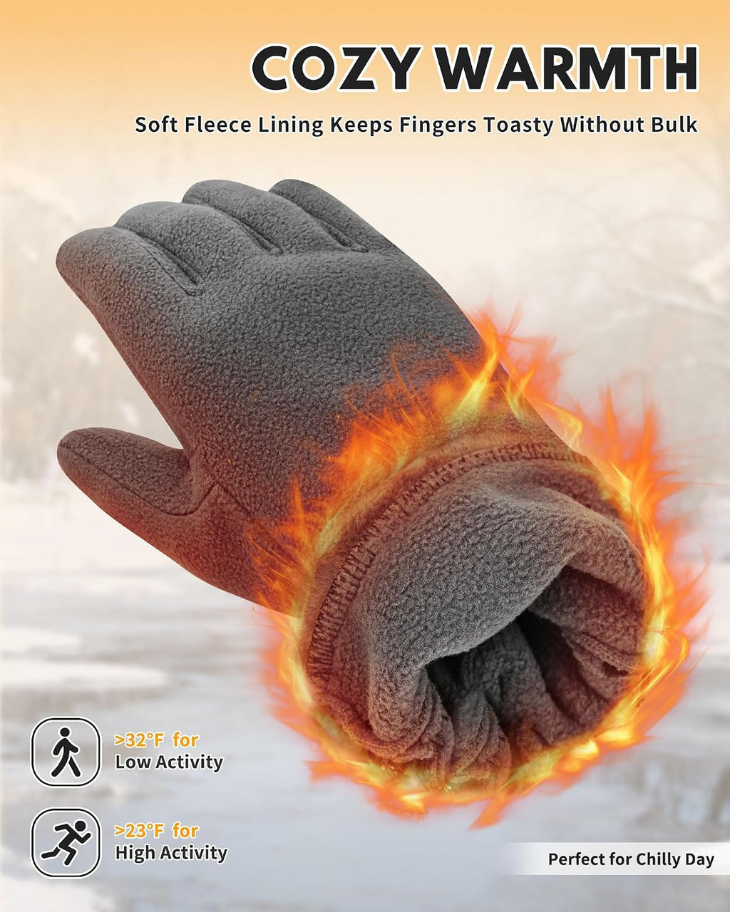 Winter Warm Gloves for Women - Fashion Style Windproof Cuffs Soft fleece - Touchscreen Thermal Flexible Gloves