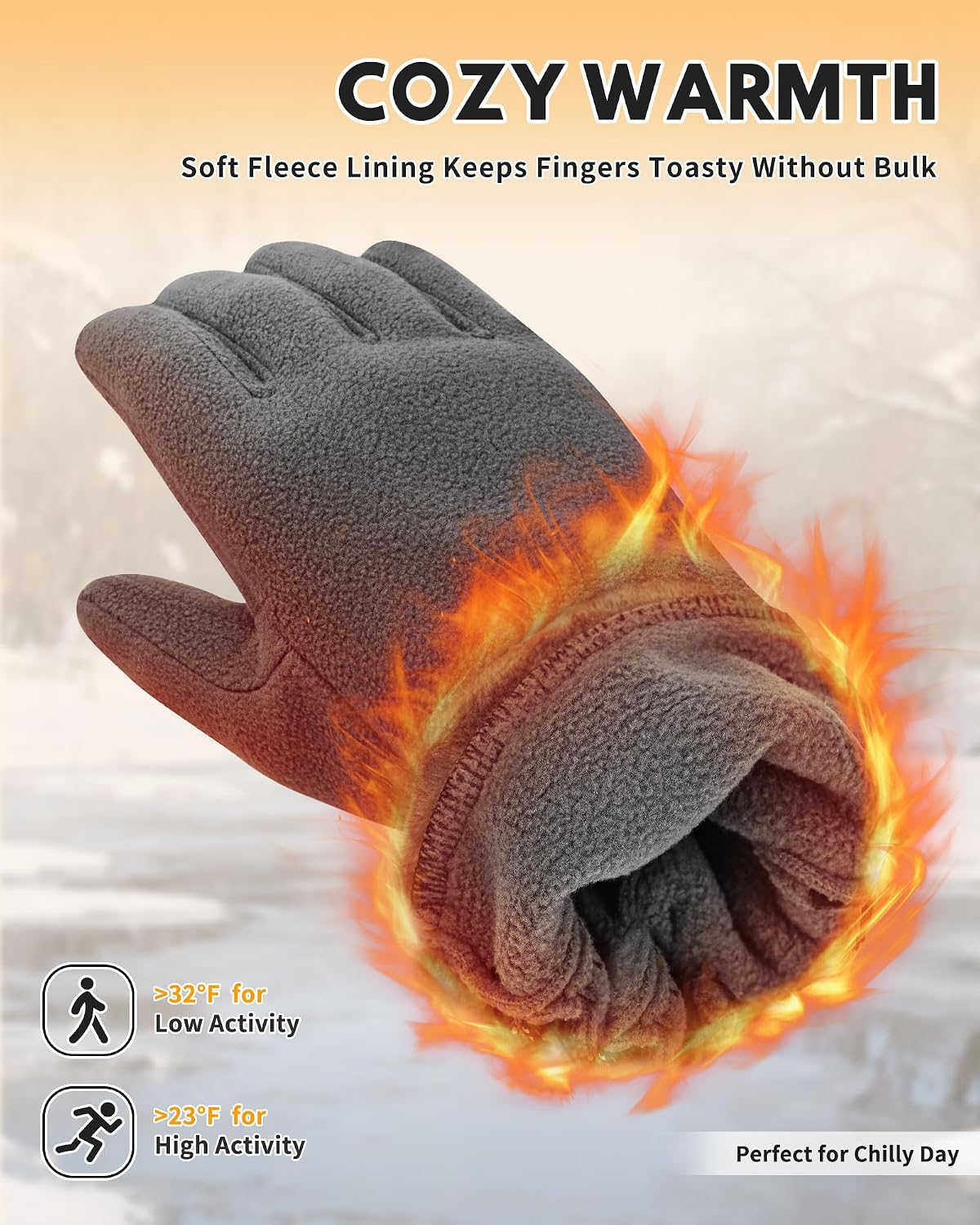 Winter Warm Gloves for Women - Fashion Style Windproof Cuffs Soft fleece - Touchscreen Thermal Flexible Gloves