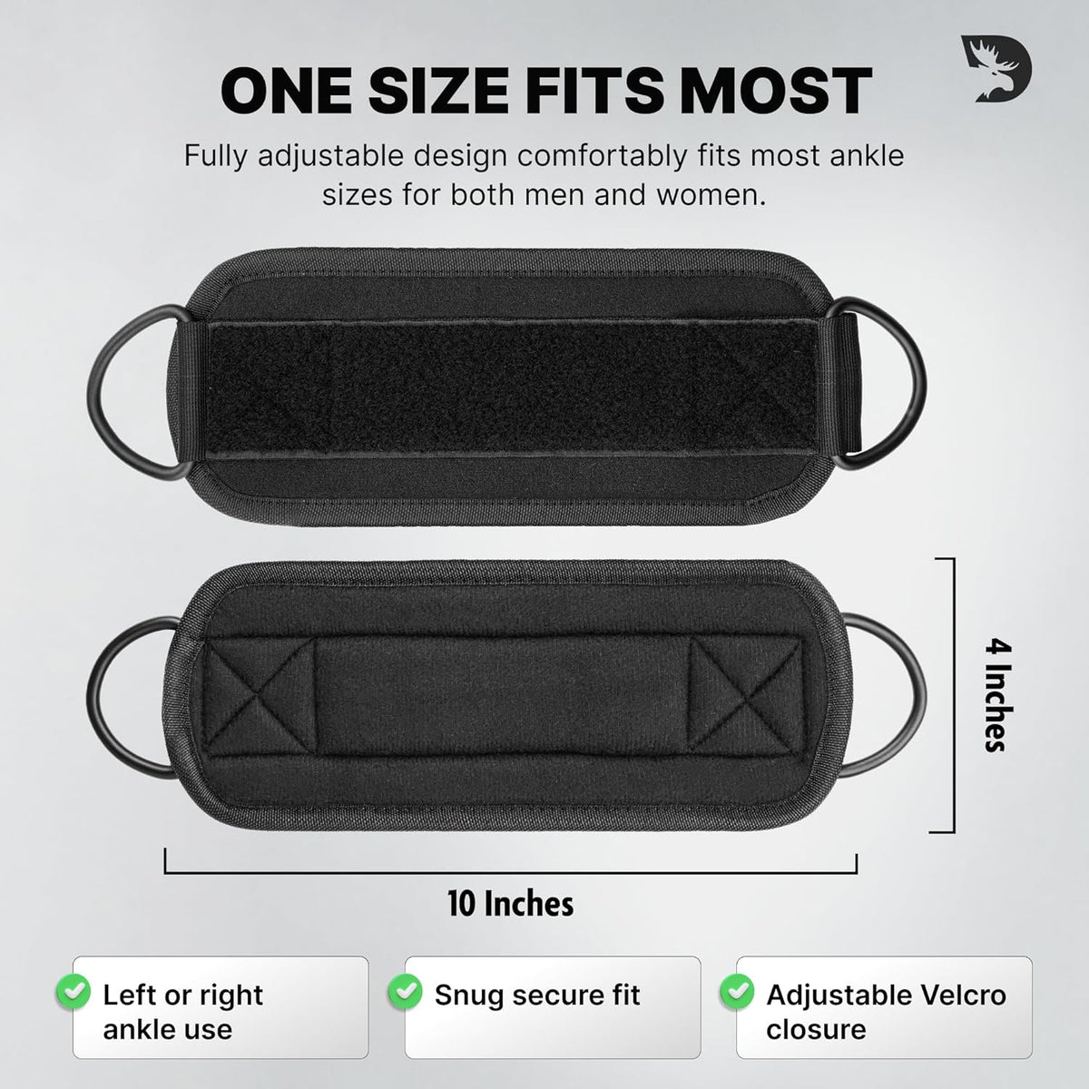 DMoose Ankle Strap for Cable Machine - One Size Fit with Premium Padding, Workout Kickback Ankle Cuffs, Ankle Bands for Working Out, Booty Workouts, Leg Extension, Hip Abductors & Lower Body Exercises