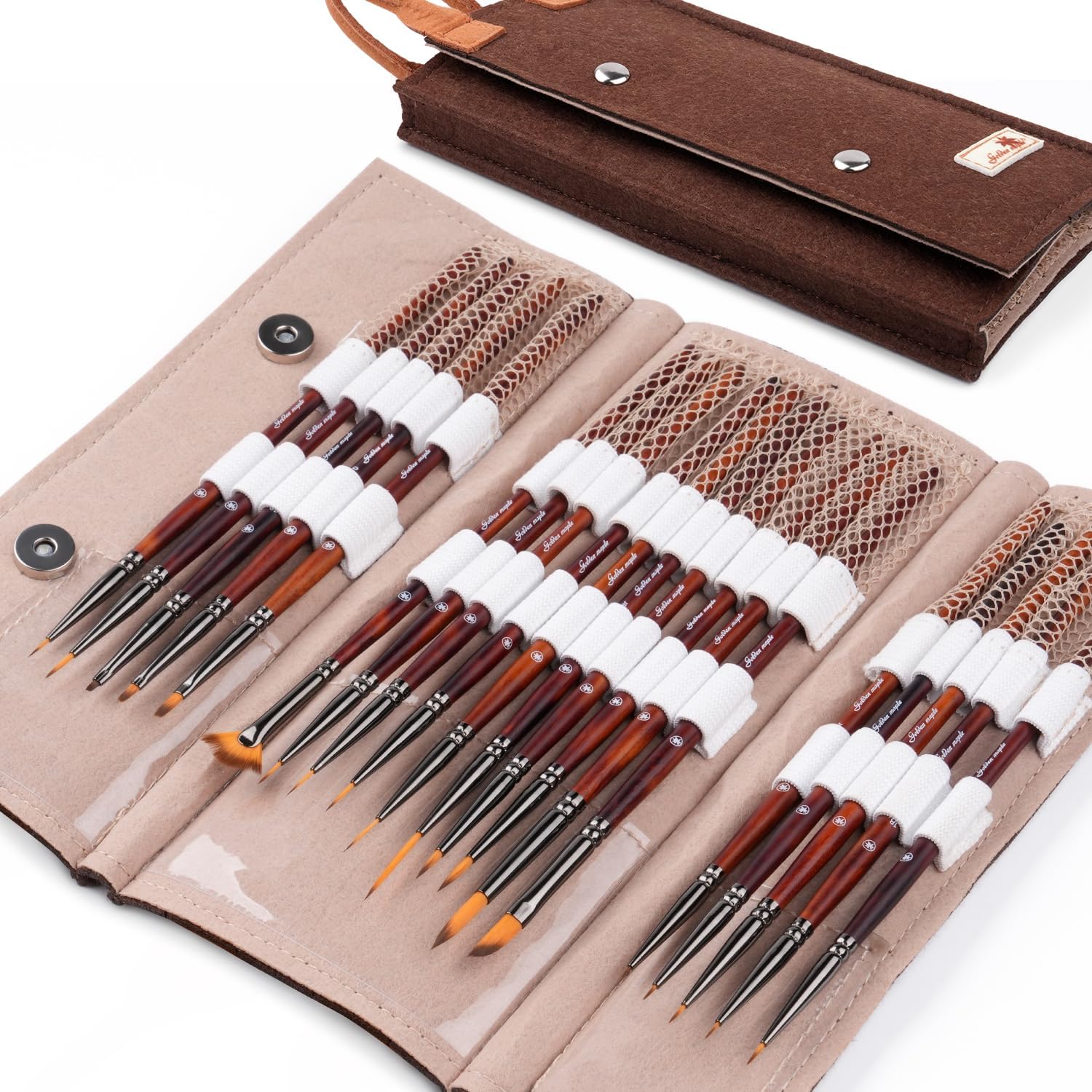 Golden Maple Model Paint Brushes Dry Brush - 18PC Large Dry Brush Set with Miniature Detail Paint Brush Set 3/0 5/0 10/0 for Effortless Miniature Painting, Model