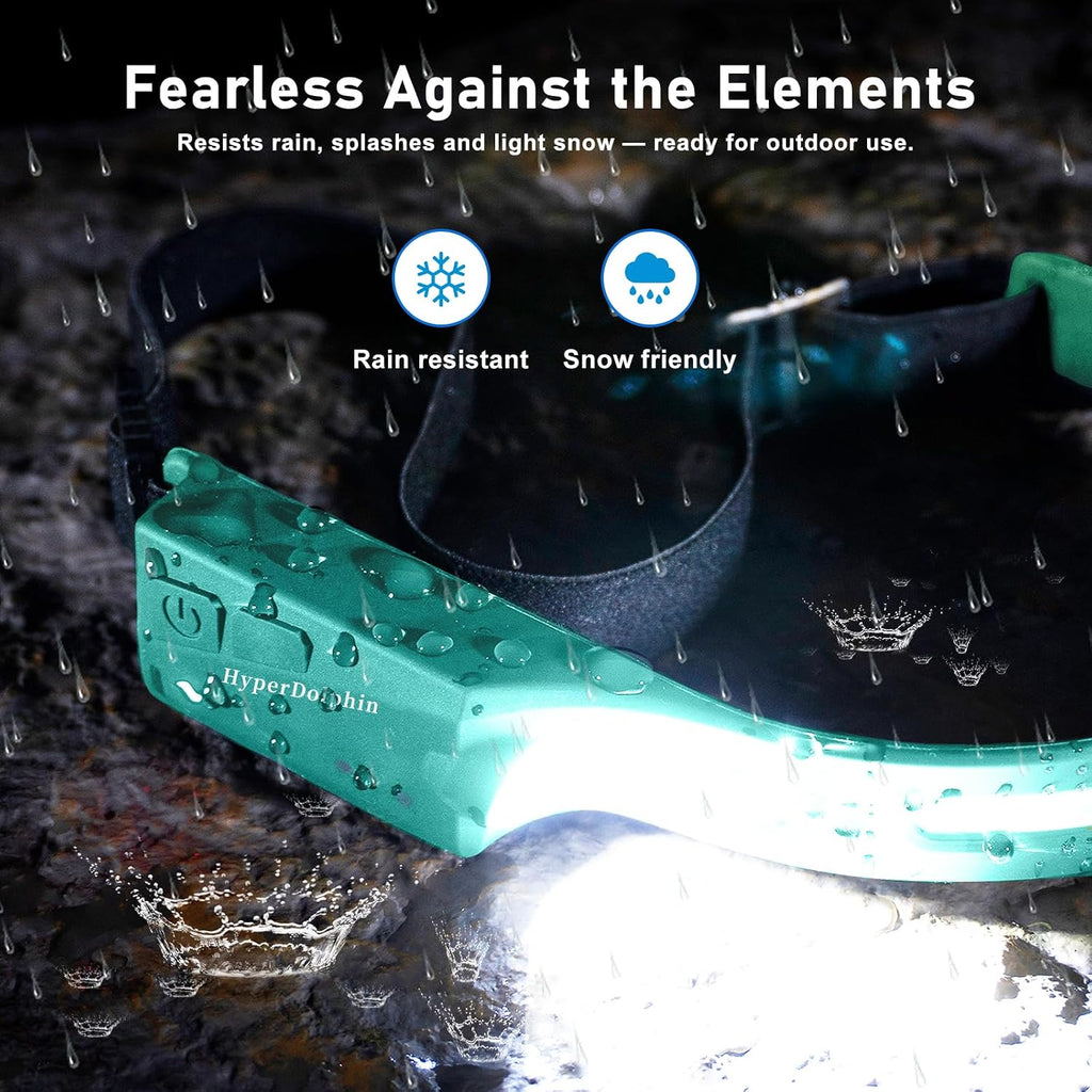 Headlamp Rechargeable LED (2-Pack, Green) 230° Wide Beam, USB-C Lightweight Head Lamp, Long Runtime, Water-Resistant for Camping, Hiking, Running, Fishing, Repair Work