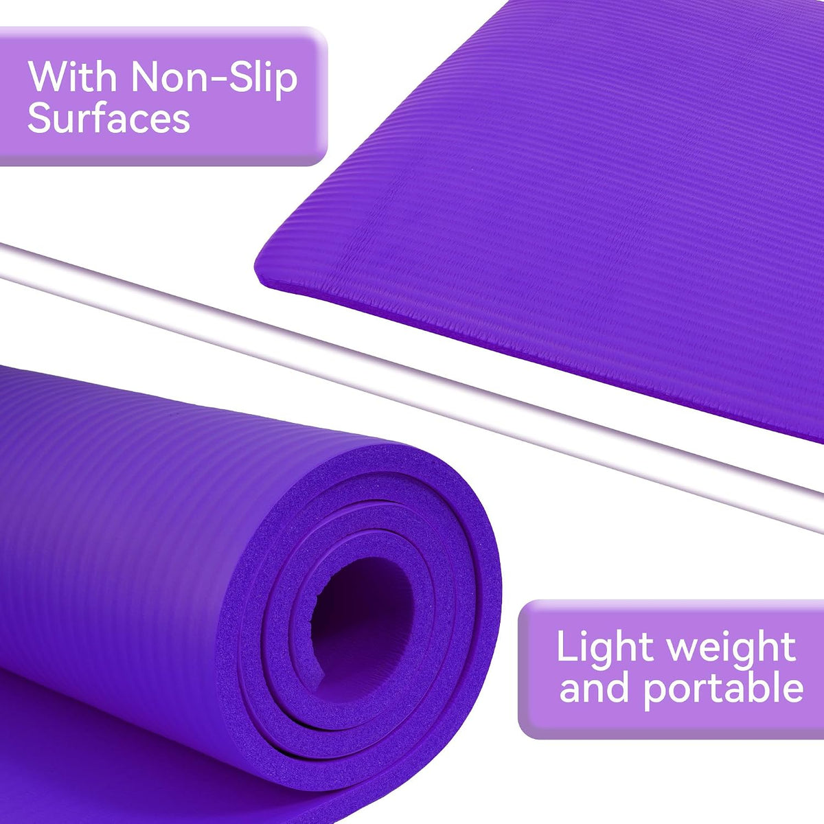 Fitvids 1/2-inch Thick High Density Exercise Yoga Mat with Carrying Strap