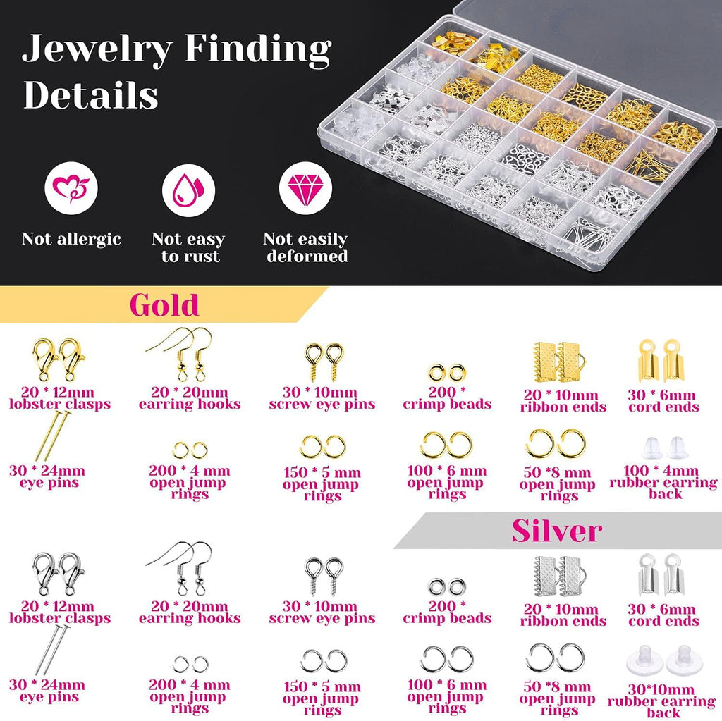 shynek 1857 Pcs Jewelry Making Supplies Kit for Adults, Jewelry Making Tools with Earring Hooks, Findings, Wires, Chains and Helping Hands for Crafts Making and Repair