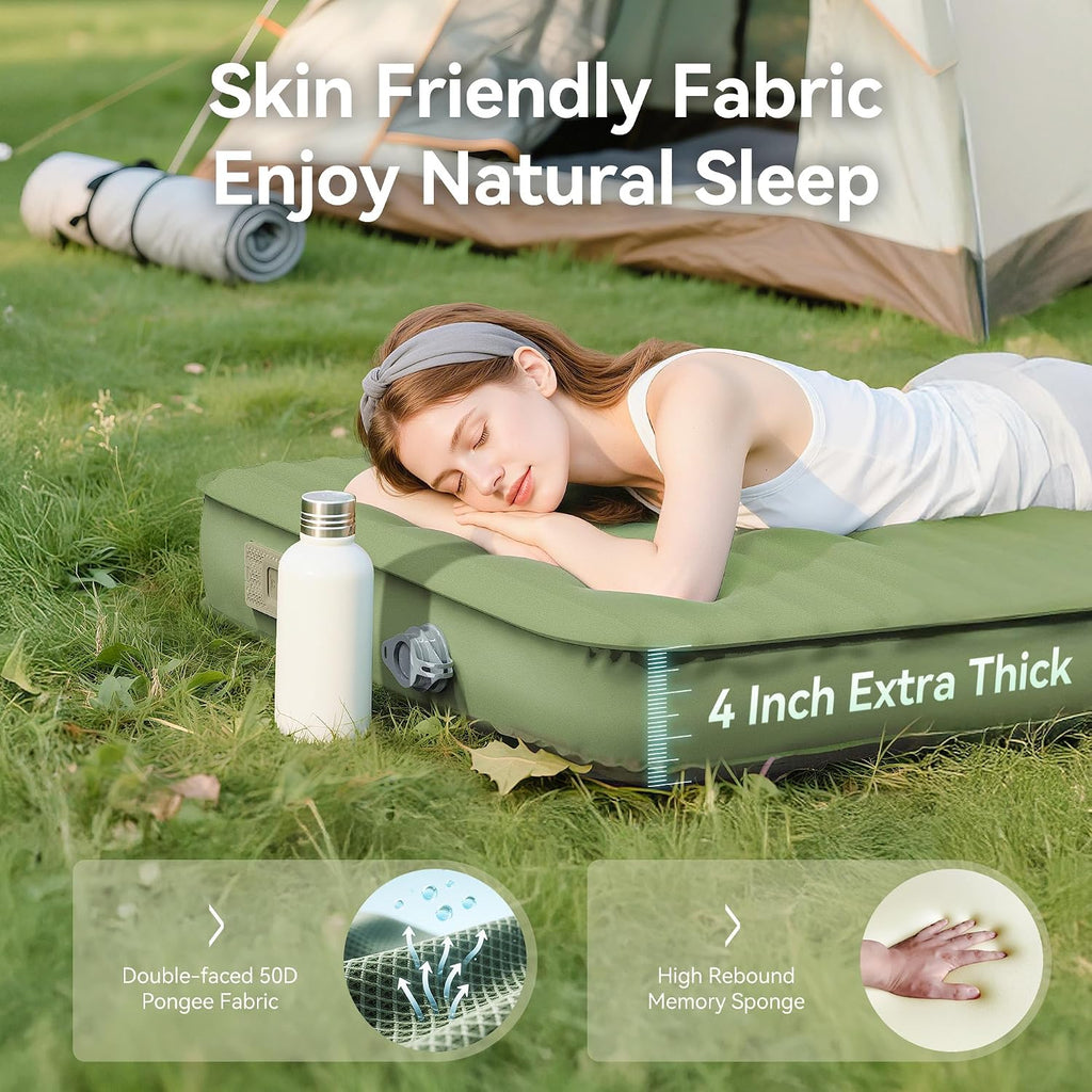 Camping Sleeping Pad, 4" Ultra-Thick Memory Foam Camping Mat