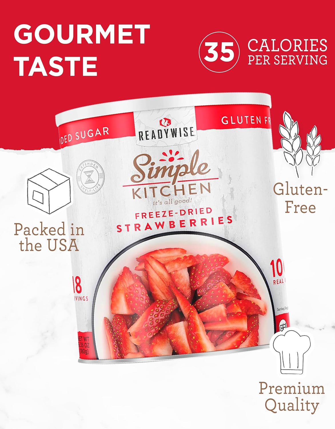 SIMPLE KITCHEN Camping and Outdoors Freeze Dried Strawberries 18 Servings