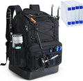 Fishing Backpack with 4 Tackle Boxes, Heavy Duty Fishing Bag with Waterproof Bottom, Tackle Backpack Gifts for Man Woman-Pure Black