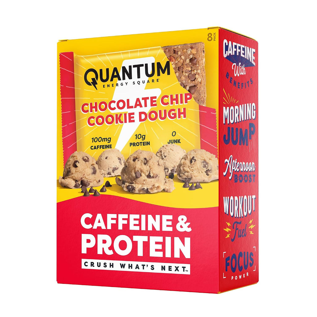 QES Energy Bar, Chocolate Chip Cookie Dough, Caffeine, 10g Protein, Vegan