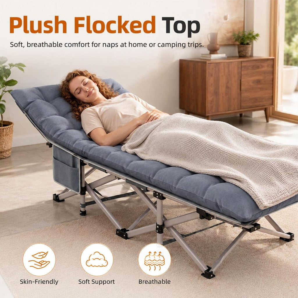 Fenbeli Camping Cot for Adults, 2 Pack Camp Bed with Thicker Cushion, 800LB