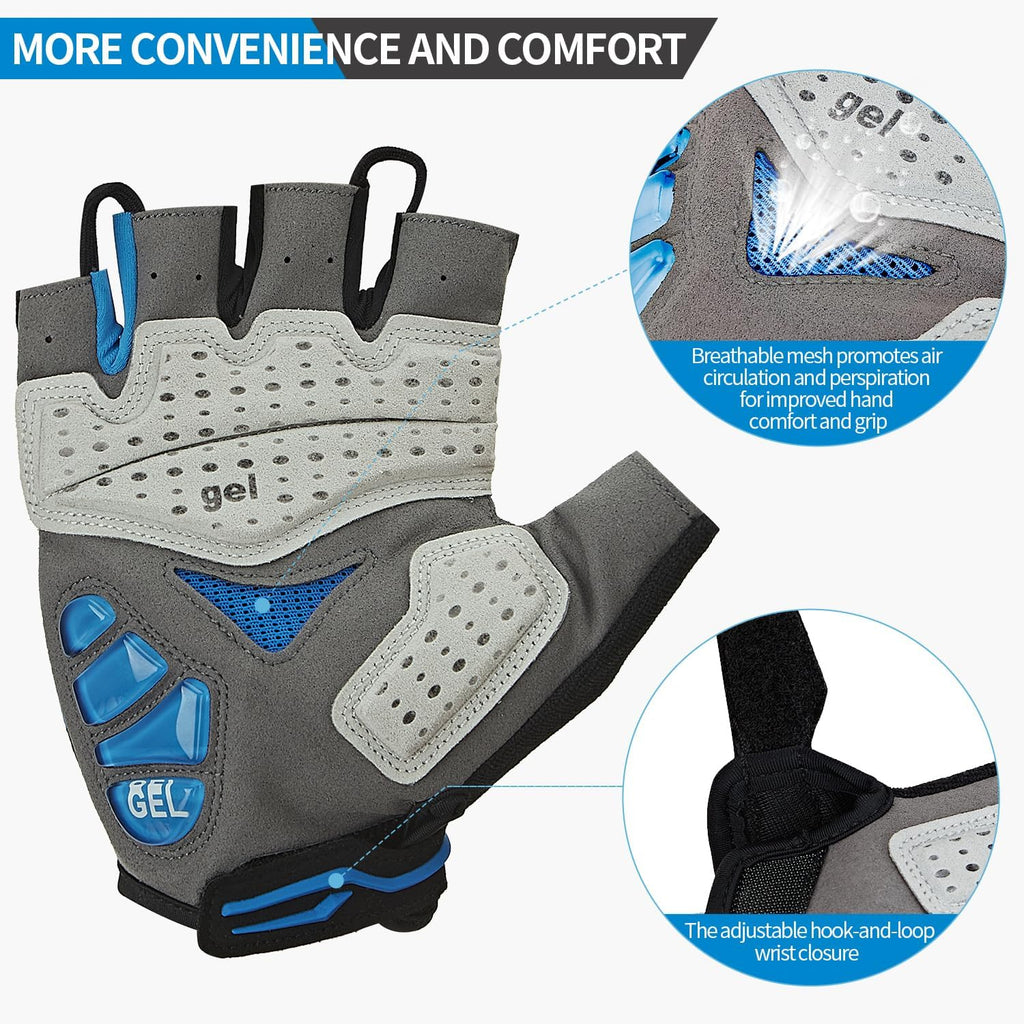 Souke Sports Mens Cycling Gloves with Gel Pads Half Finger Bike Gloves Lightweight Anti-Slip Shock-Absorbing for MTB Road Biking