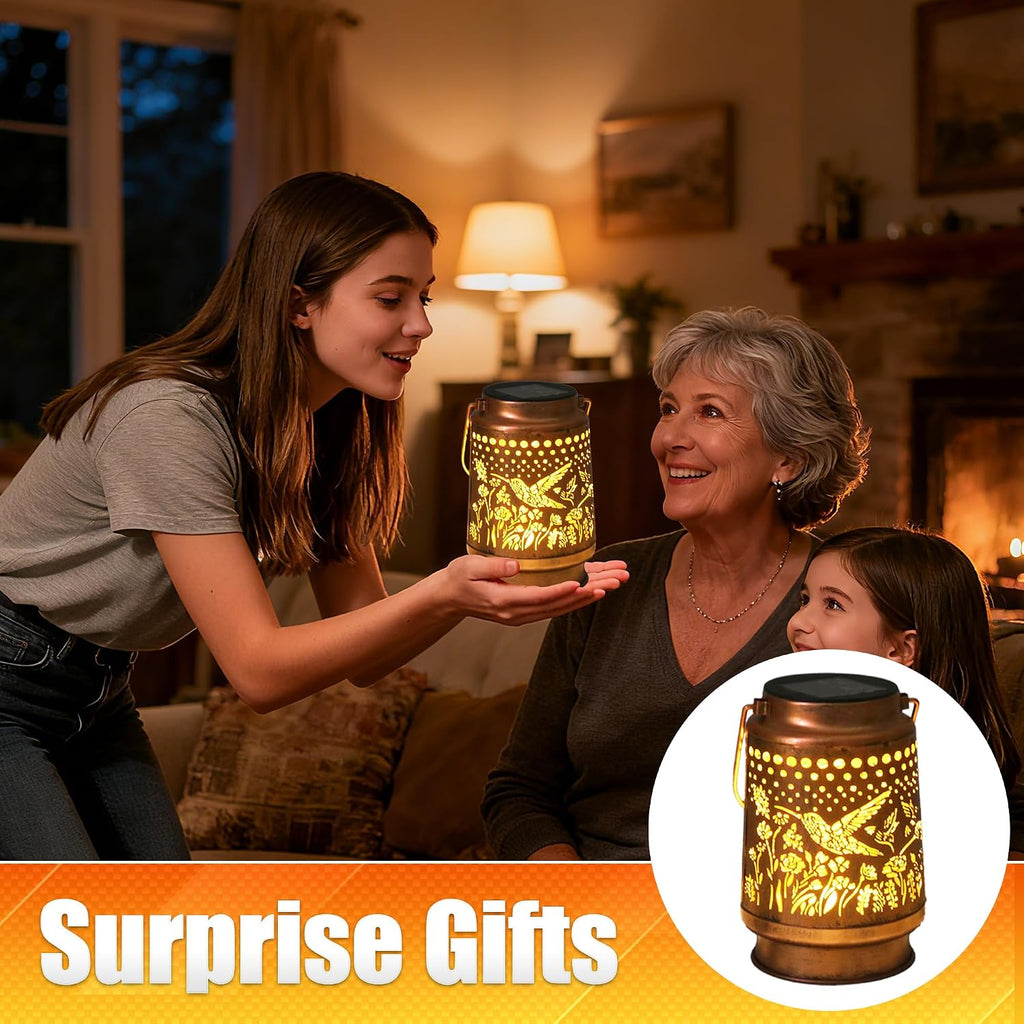Hummingbird Solar Lantern - Waterproof Hanging Lantern for Outside-Outdoor Decorative Solar Lanterns for Garden, Patio, Backyard, and Porch Perfect Gifts for Women