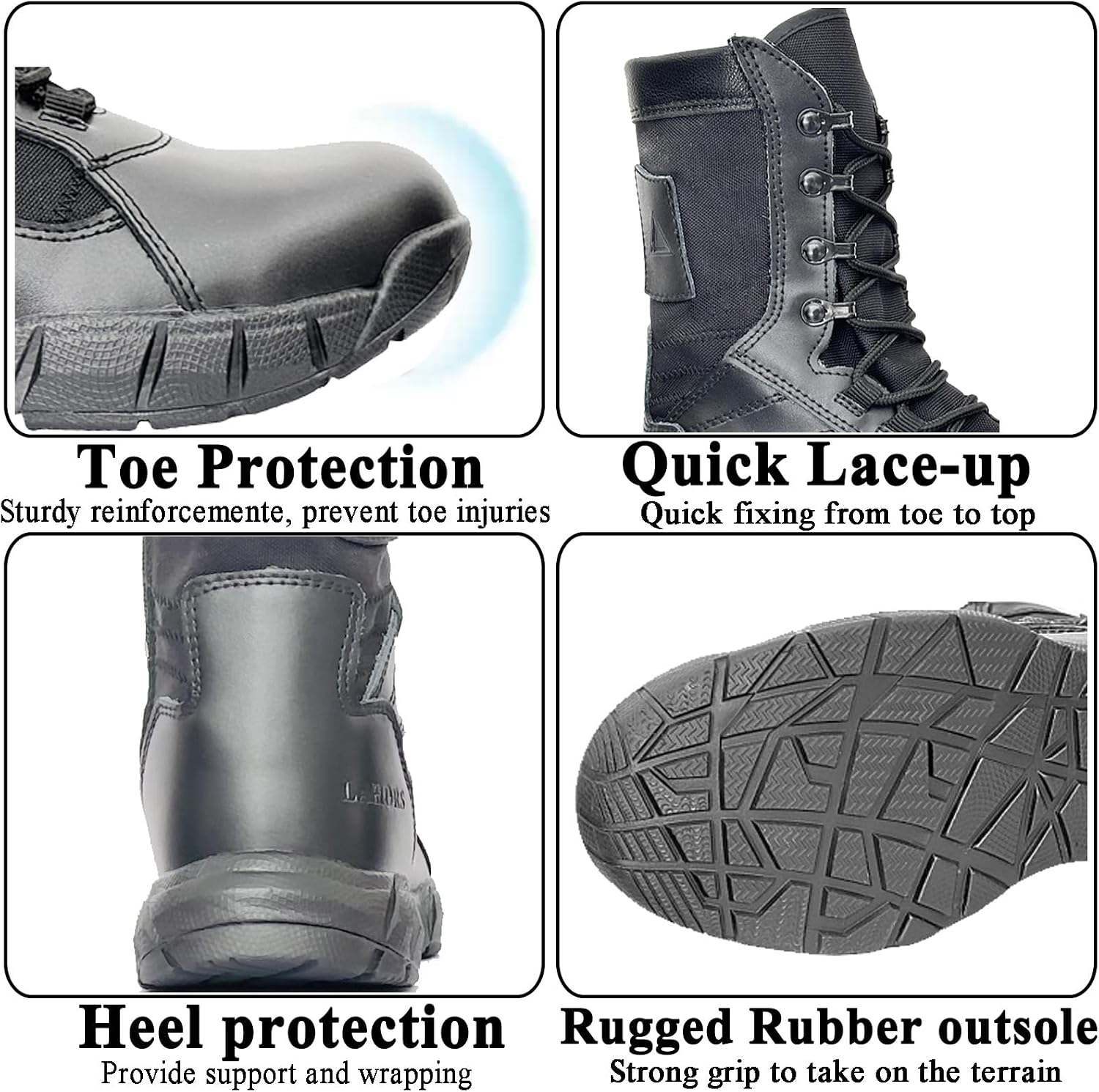 Lightweight Man Tactical Military Boots Combat Boots Anti-Collision Side Zipper Training Lace Up Outdoor Hiking Breathable Shoe