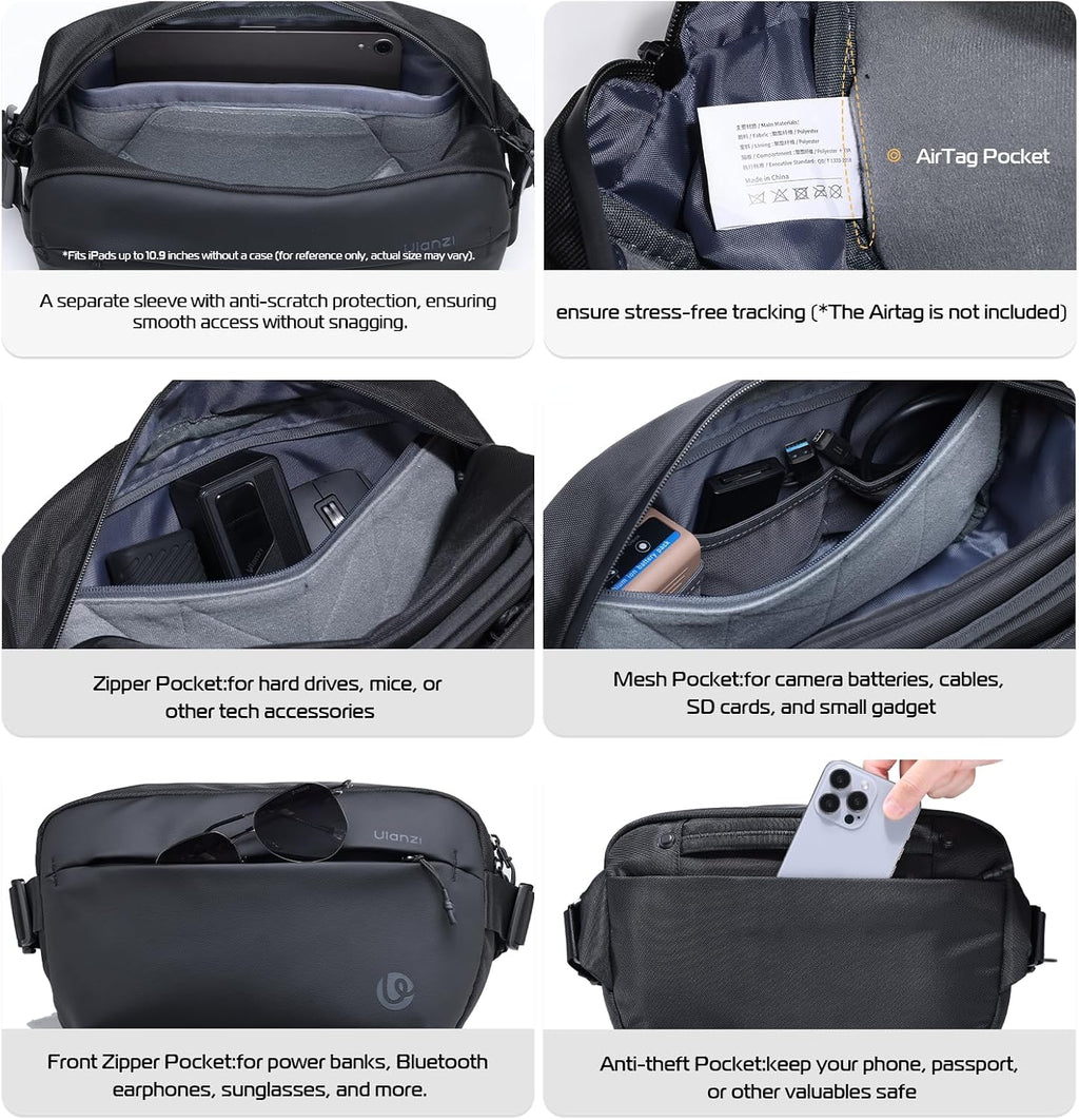 ULANZI 10L Camera Sling Bag, Water-Resistant Camera Case with Tripod Holder