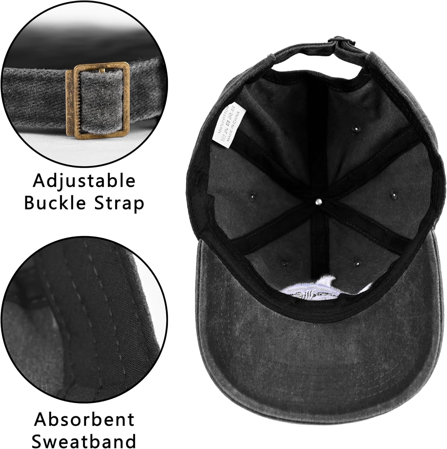 Embroidered Baseball Cap Adjustable Vintage Washed Distressed Denim Baseball Hat for Women Men