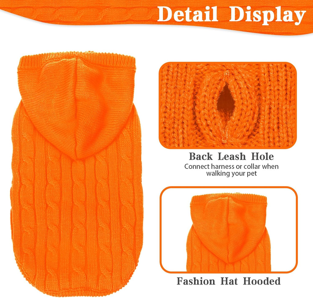 PUPTECK Winter Dog Cat Sweater Coat - Soft Cold Weather Clothes Knitwear for Kitties &amp; Small Dogs Indoor Outdoor Walking Warm, Knitted Classic for Doggies Kitties Girls Boys, Orange M