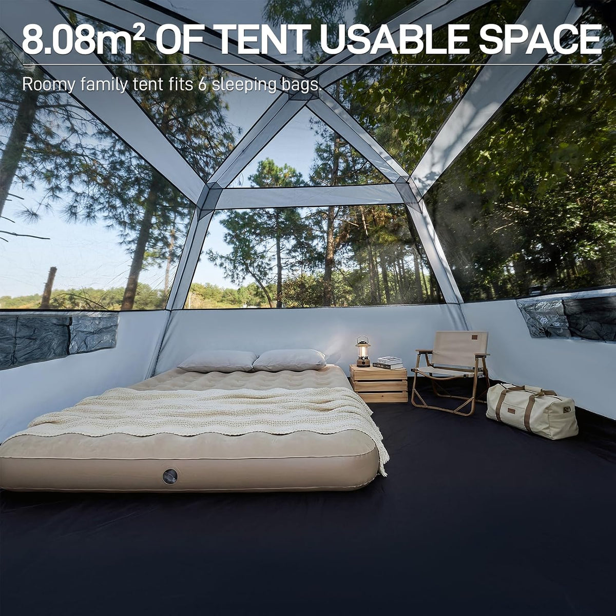 EVER ADVANCED Blackout 6 Person Camping Tent, Instant Cabin Tent for Family with Vestibule and Large Mesh Windows, 60s Easy Setup, Double Layer, Water-Resistant