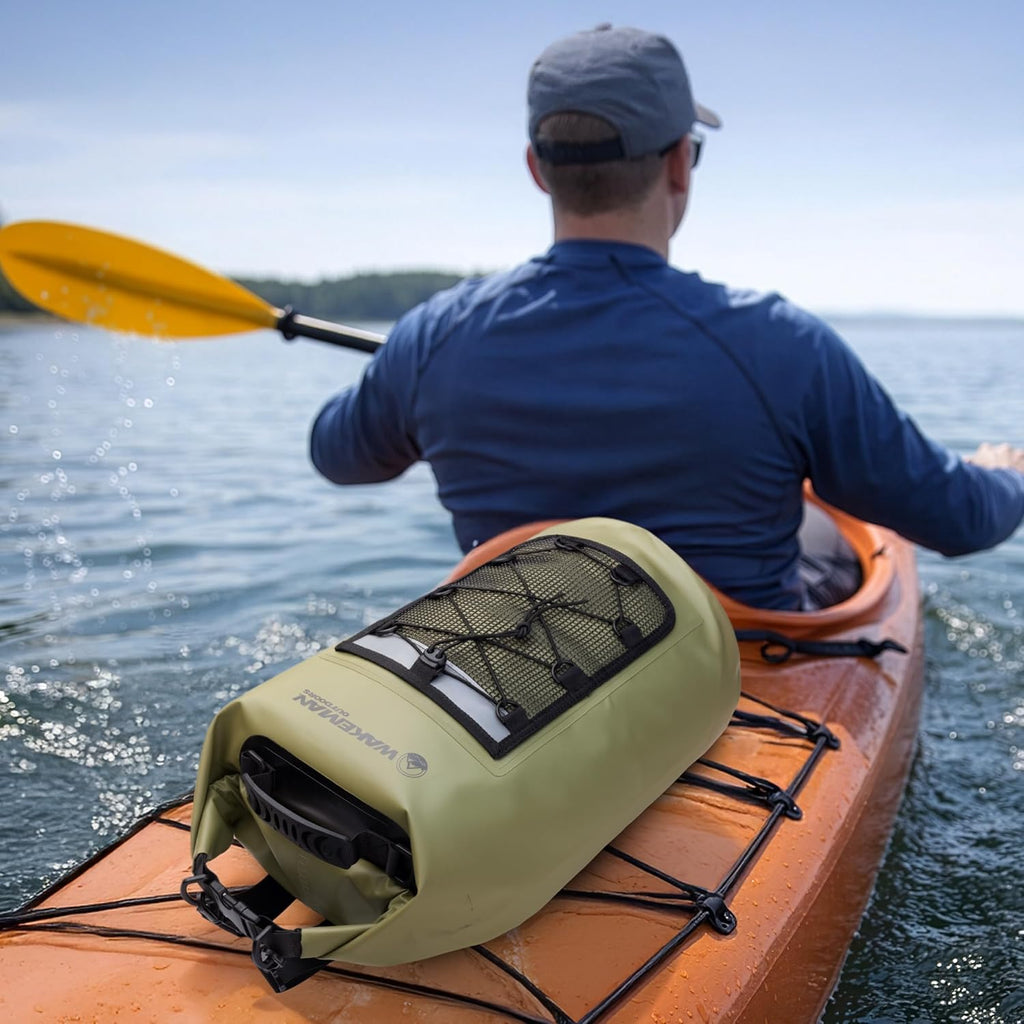 Wakeman Waterproof Dry Bag - 30L Roll Top Lightweight Waterproof Backpack for Men or Women with Phone Case and Mesh Pocket - Kayaking, Boating, Swimming, Camping or Fishing Gear Outdoors (Green)