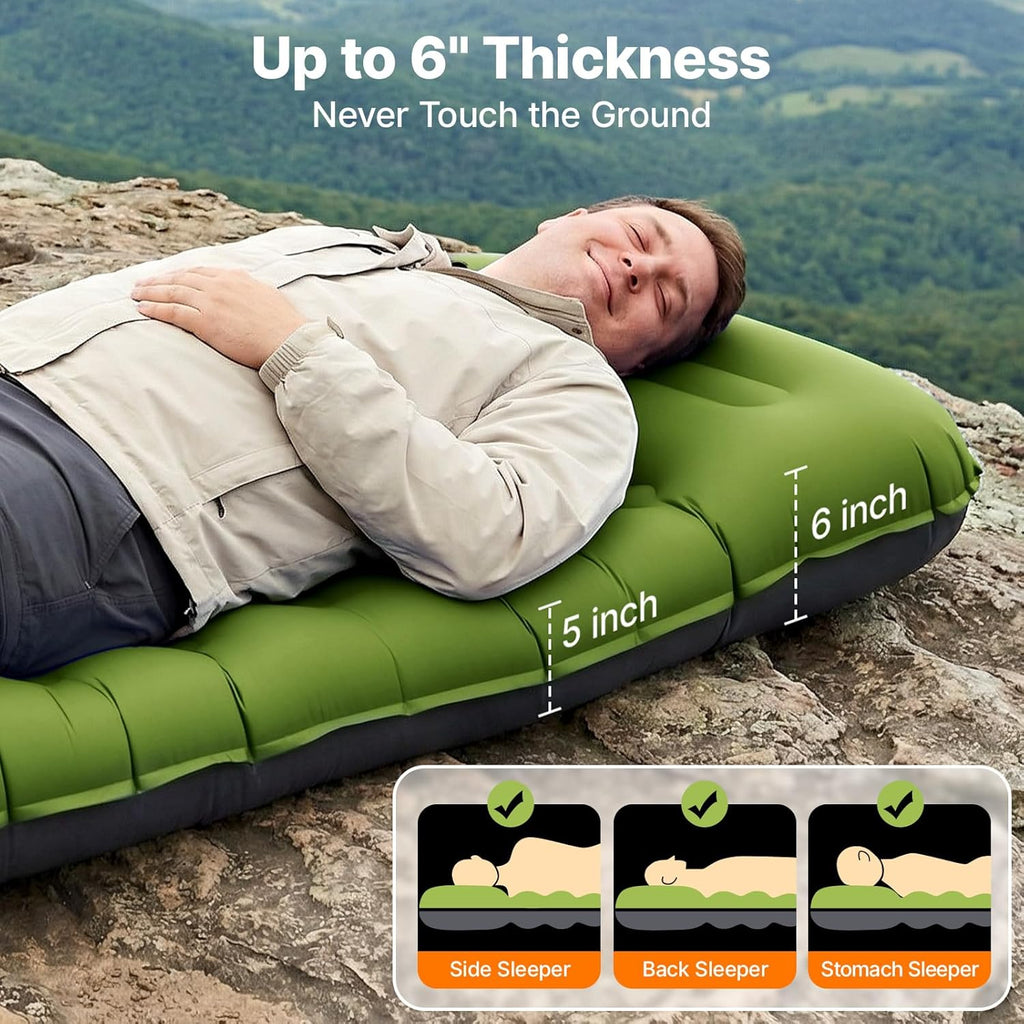 OGERY Sleeping Pad, Inflatable Camping Pad with 6" Extra-Thick