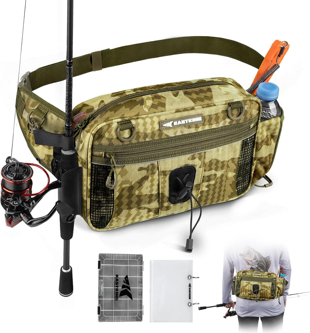 KastKing BaitSpace Waist Bag, Fishing Fanny Pack with Rod Holder