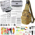 Sosation 482 Pcs Fishing Sling Tackle Bag Set Fish Tackle Box Backpack Storage Fishing Gear and Equipment Included Fish Hook Remover Tool Lures Lip Gripper, Gift for Men