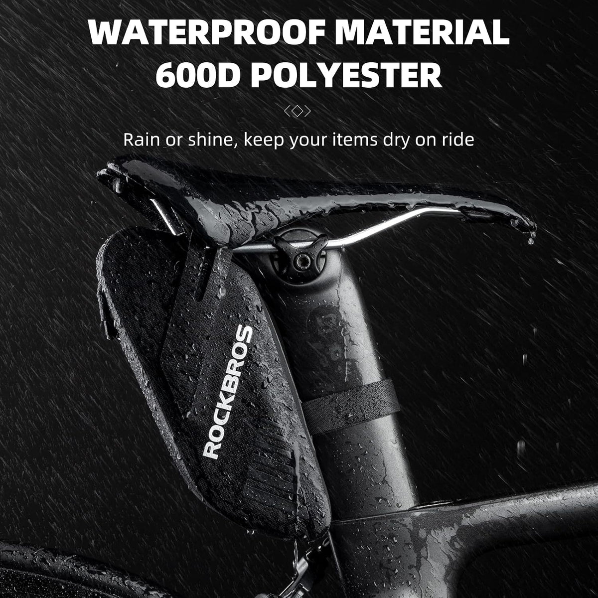 ROCKBROS Bike Seat Bag Waterproof Bicycle Saddle Bag 0.6L Bike Frame Bag