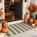 Fall Front Door Mat 24"x51", Cotton Washable Striped Outdoor Rug