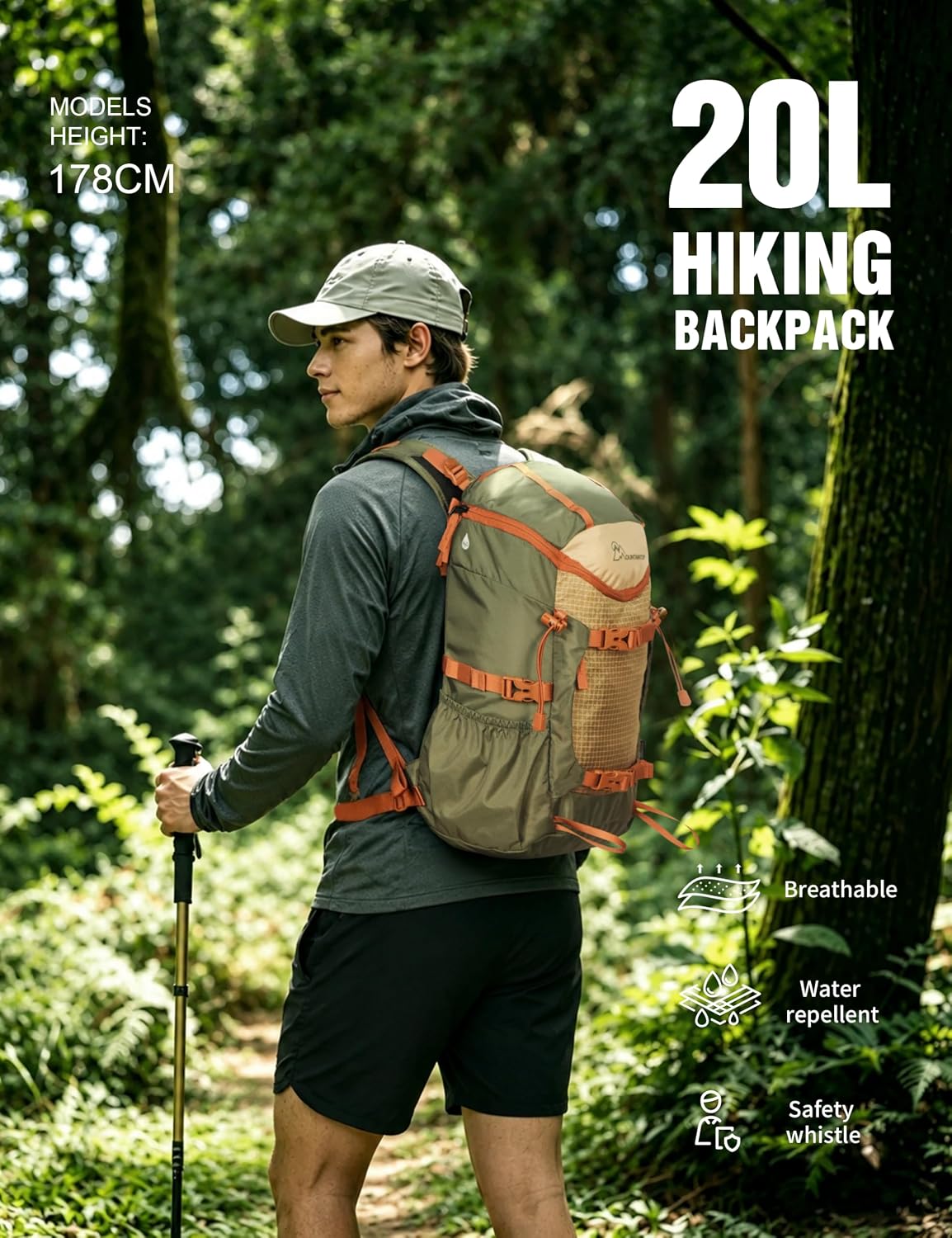 MOUNTAINTOP 20L Hiking Backpack, Lightweight Small Outdoor Daypack