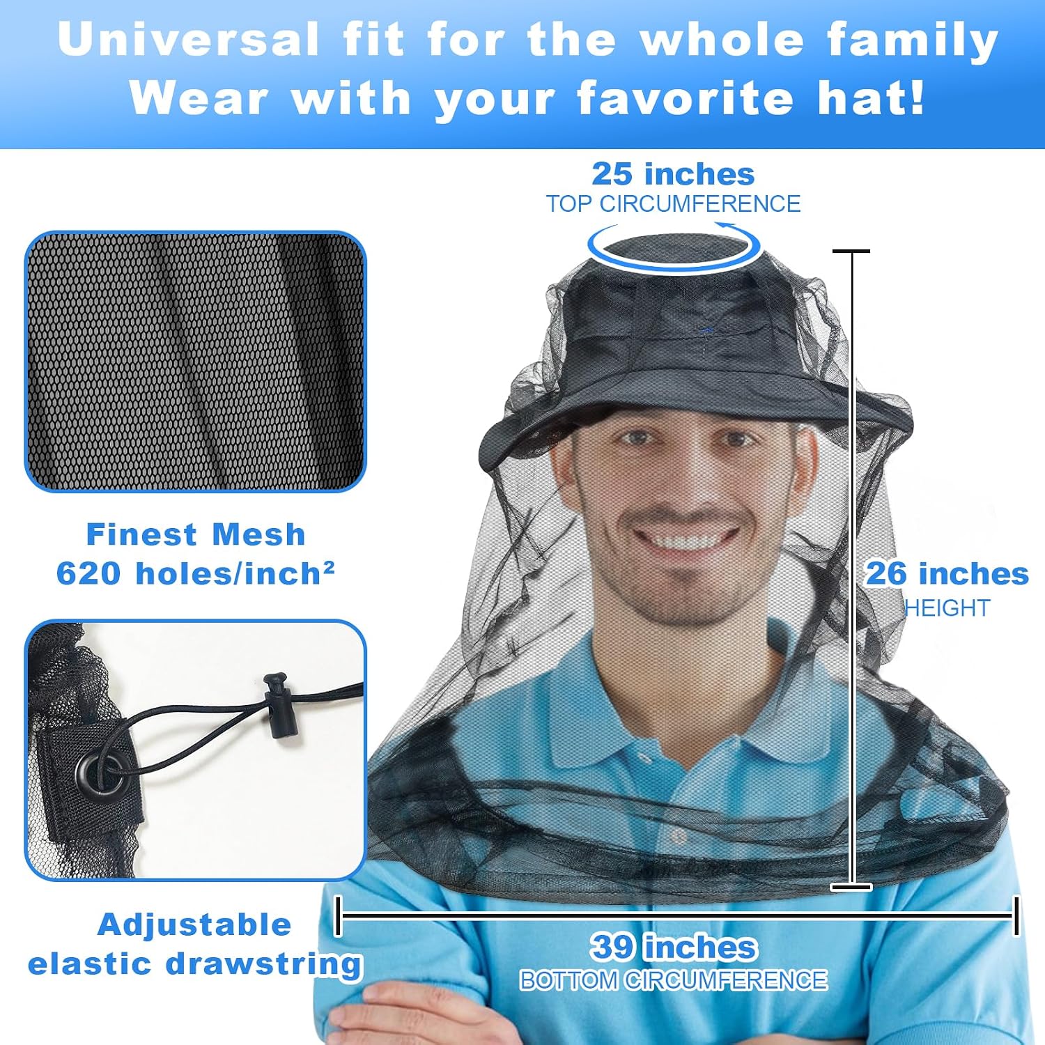 South to East Mosquito Head Net for Insects 4 Pack, Fly & Bug Protection