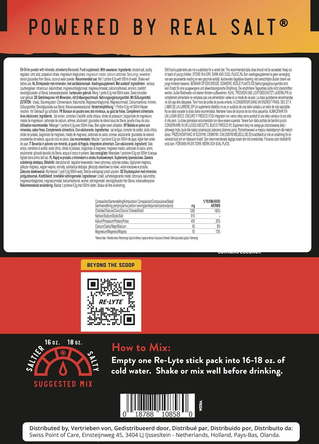 REDMOND Re-Lyte Sugar Free Electrolyte Powder Packets (Unflavored) 30ct