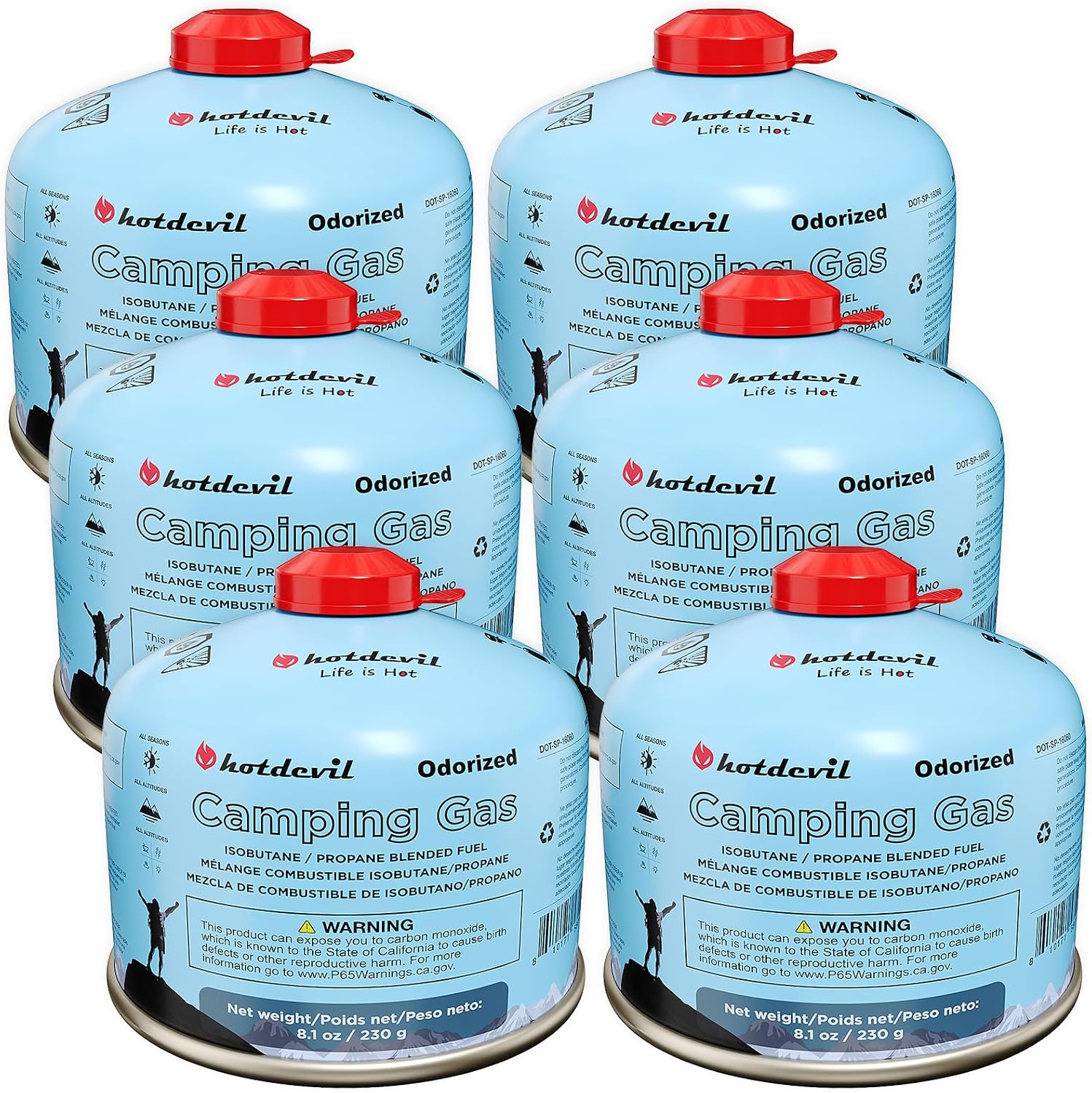 Isobutane Fuel Canister 230 Gram Camping Stove Fuel Butane Propane Blend Isobutane Fuel Canister Camping Fuel Gas Canister Suitable for ALL Seasons Efficient and High Output 8.1oz(4 packs)