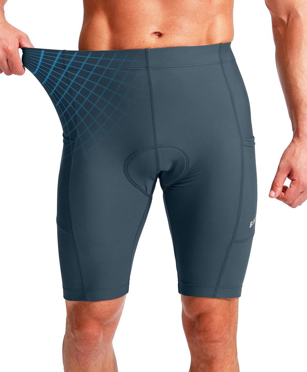 Bikewa Men's Bike Shorts 3D Padded Cycling Road Biking Mountain Riding Biker Bicycle UPF 50+ Cycle Shorts Zipper Pockets