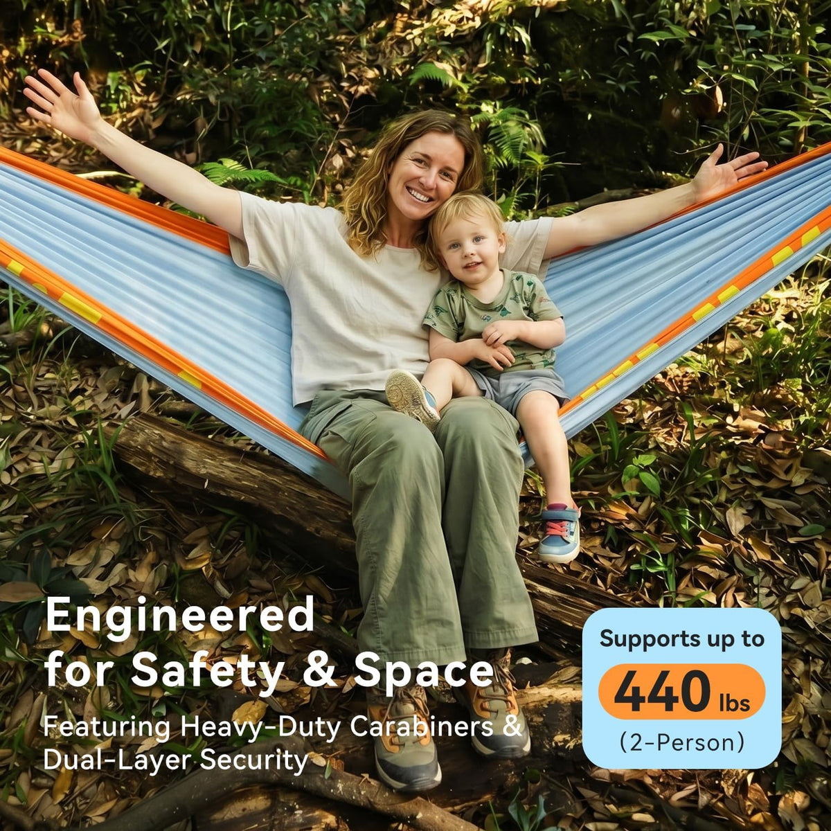 Morning Deer Double Portable Hammock with Tree Straps