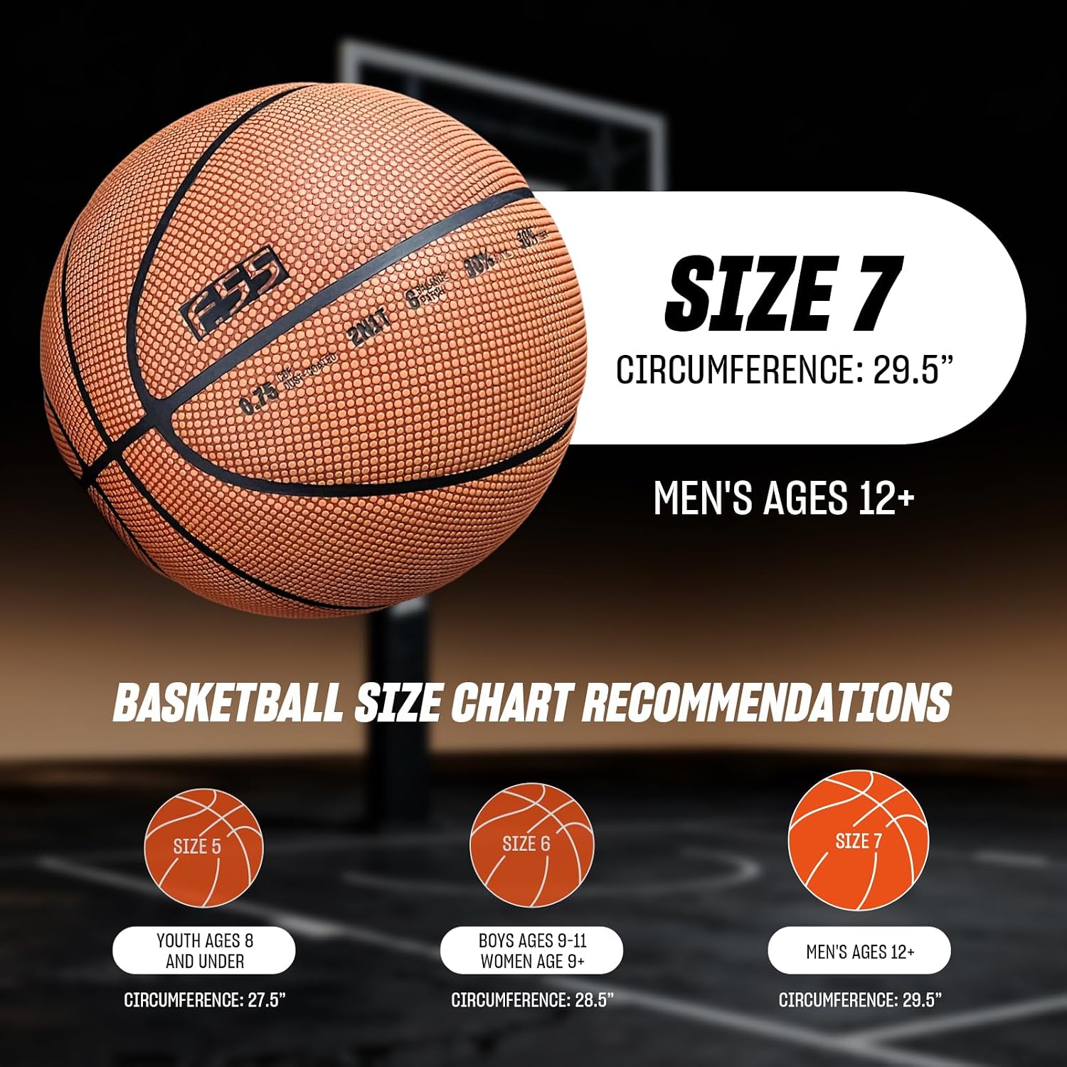 ANTA f.55 Outdoor Street Basketball with Dust-Resistant PU Leather, Tournament-Level Construction, Size7
