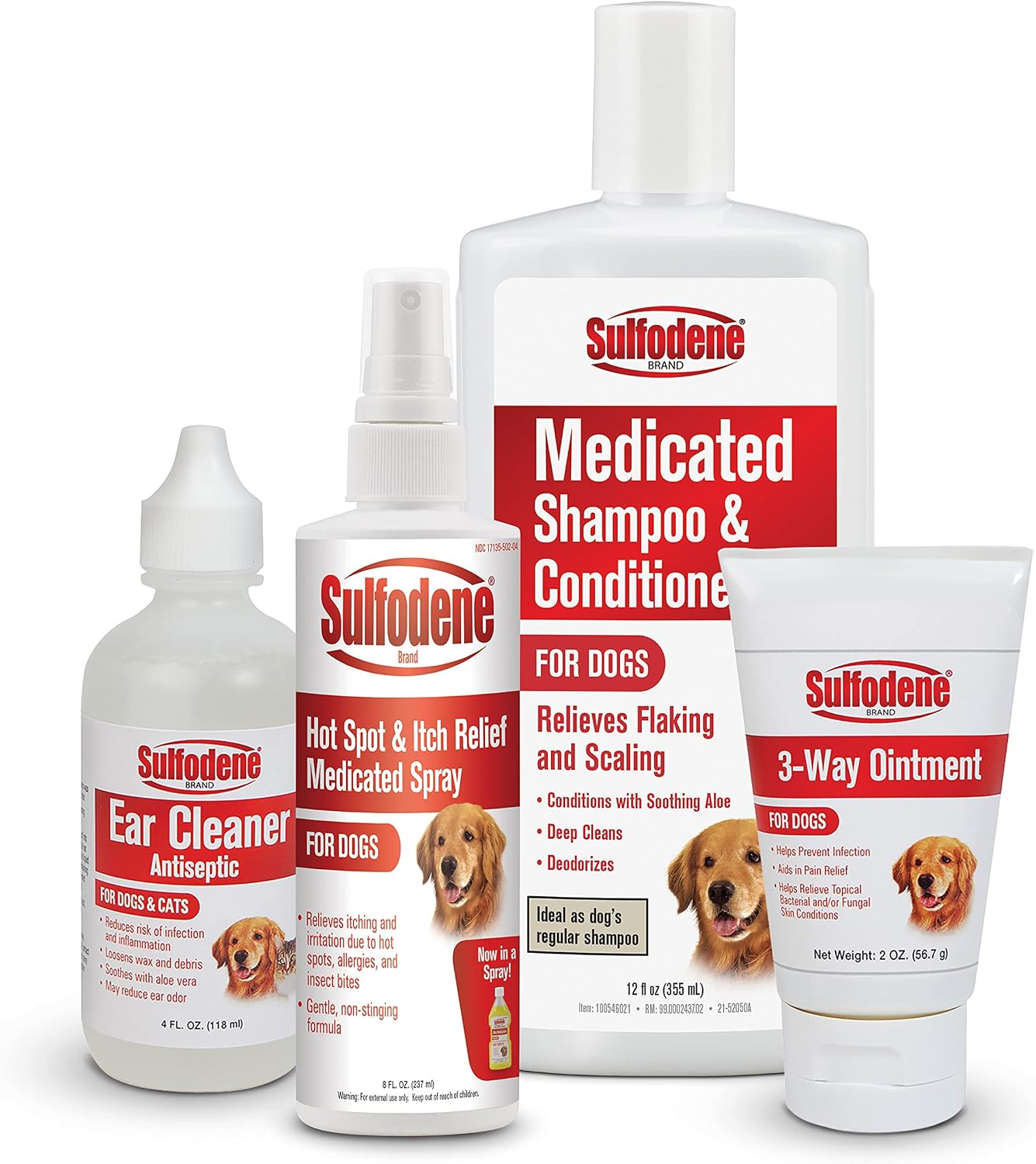 Sulfodene Wound Care 3-Way Ointment for Dogs & Puppies, Soothes Cuts, Scrapes, Skin Irritation, and Redness, First Aid Relief that Supports Skin Healing and Comfort, 2 oz