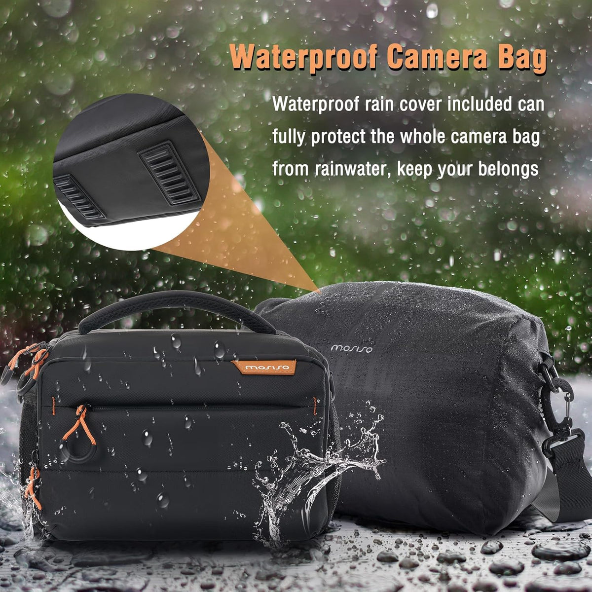 MOSISO Small Camera Bag for Photographers, Camera Shoulder Bags, Black