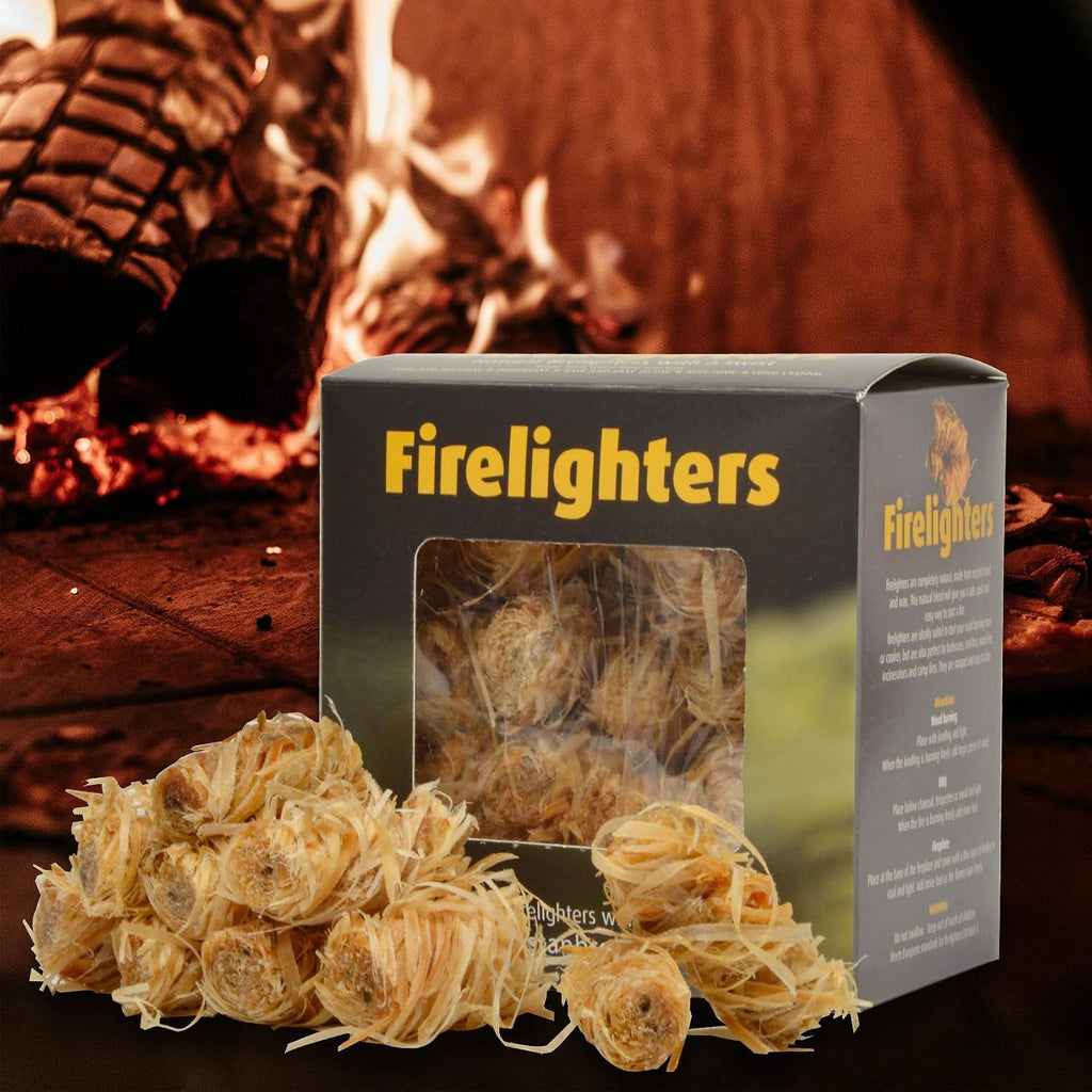 Stanbroil 32 pcs Natural Charcoal Fire Starters Super Fast Lighting